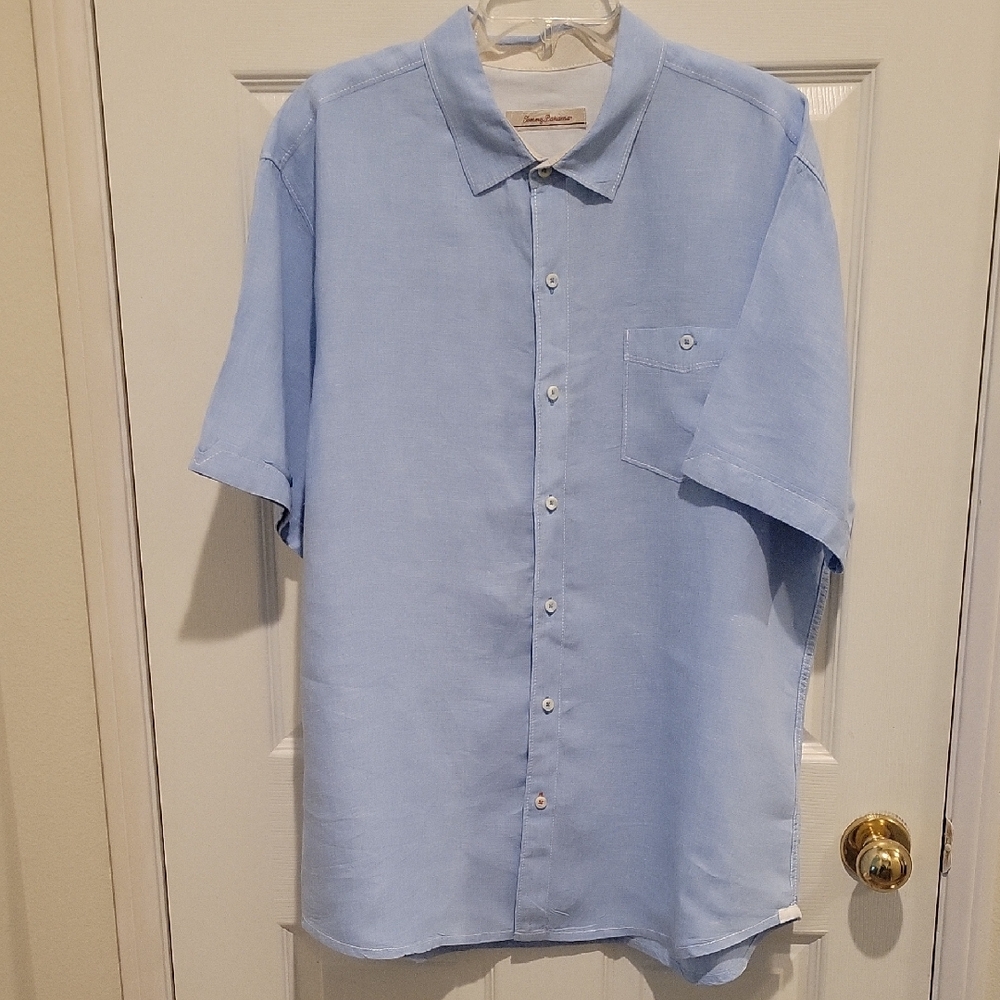 Tommy Bahama Paradise Breezer Linen Light Blue Men's Short Sleeve Shirt NWOT